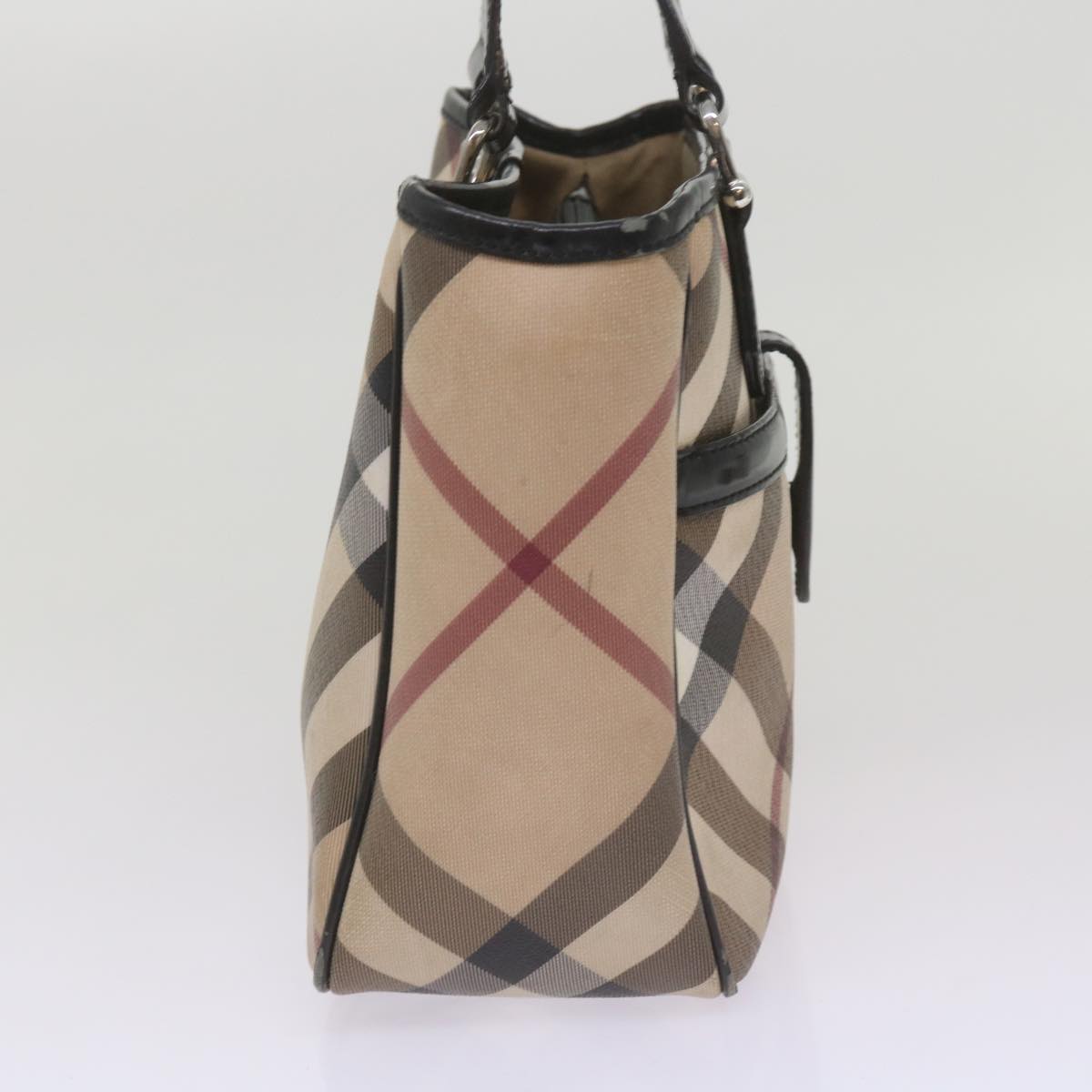 BURBERRY Nova Check Hand Bag PVC Beige Auth 68142