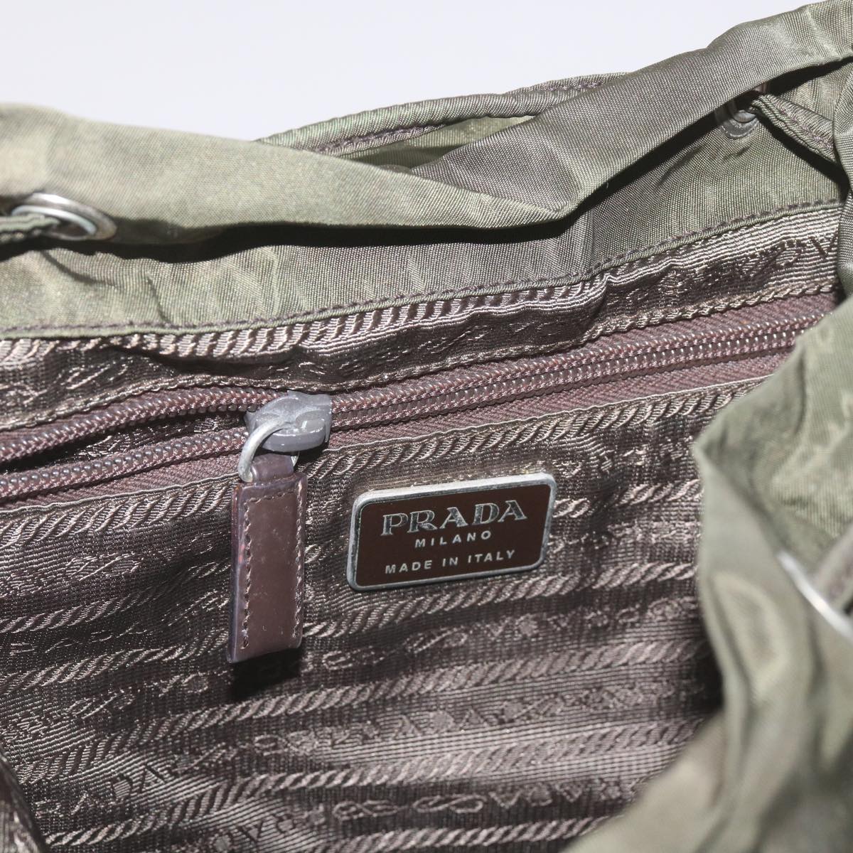 PRADA Backpack Nylon Khaki Auth 68153