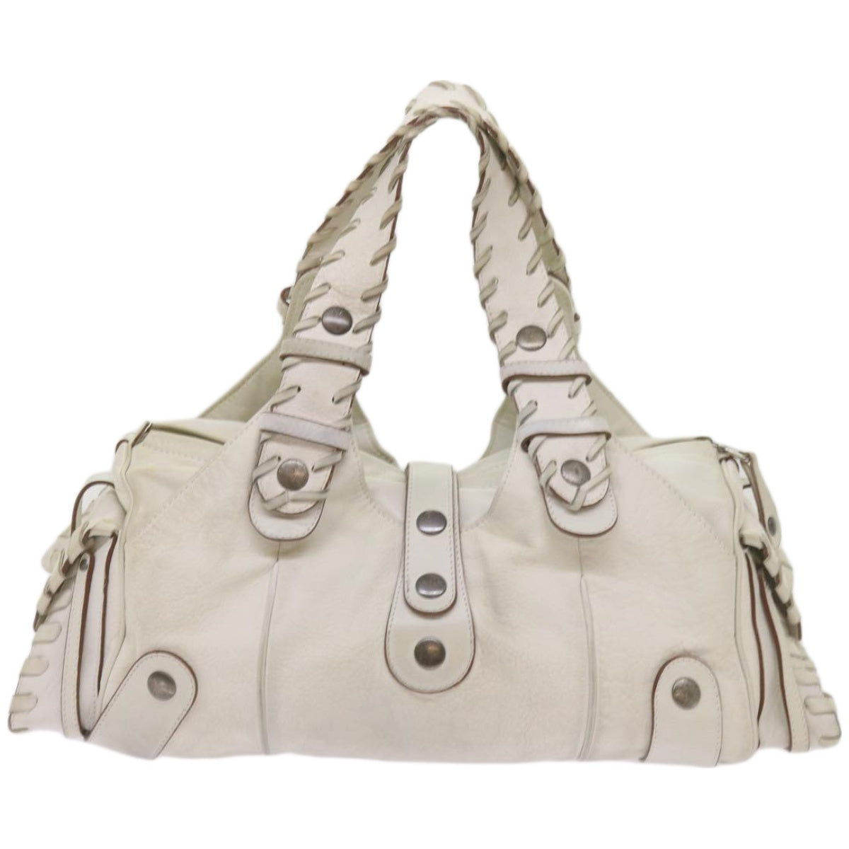 Chloe Silverado Shoulder Bag Leather White Auth 68156