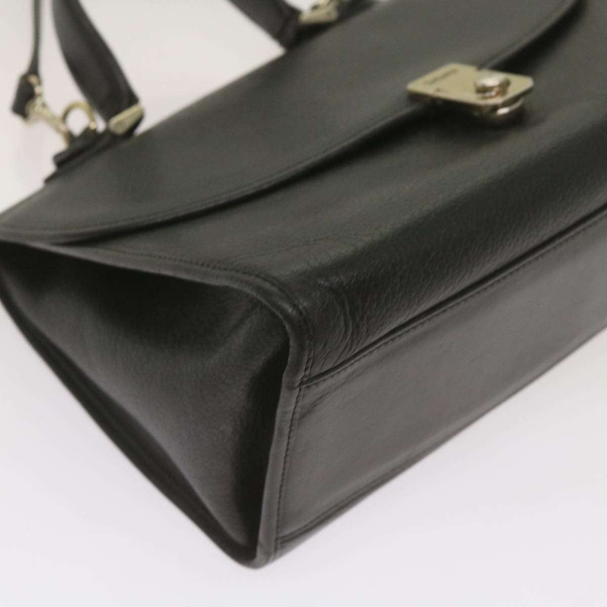 Burberrys Hand Bag Leather 2way Black Auth 68158