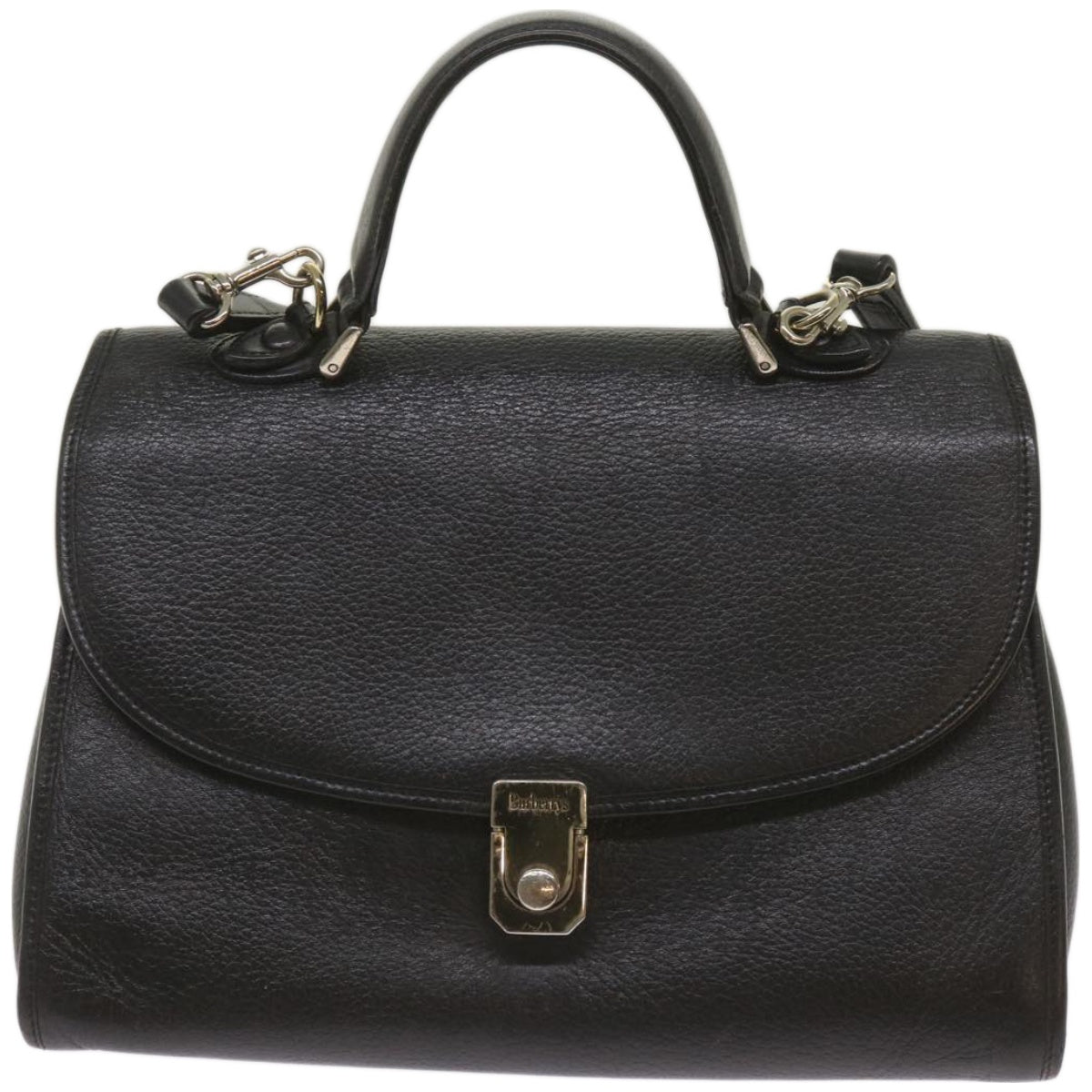 Burberrys Hand Bag Leather 2way Black Auth 68158
