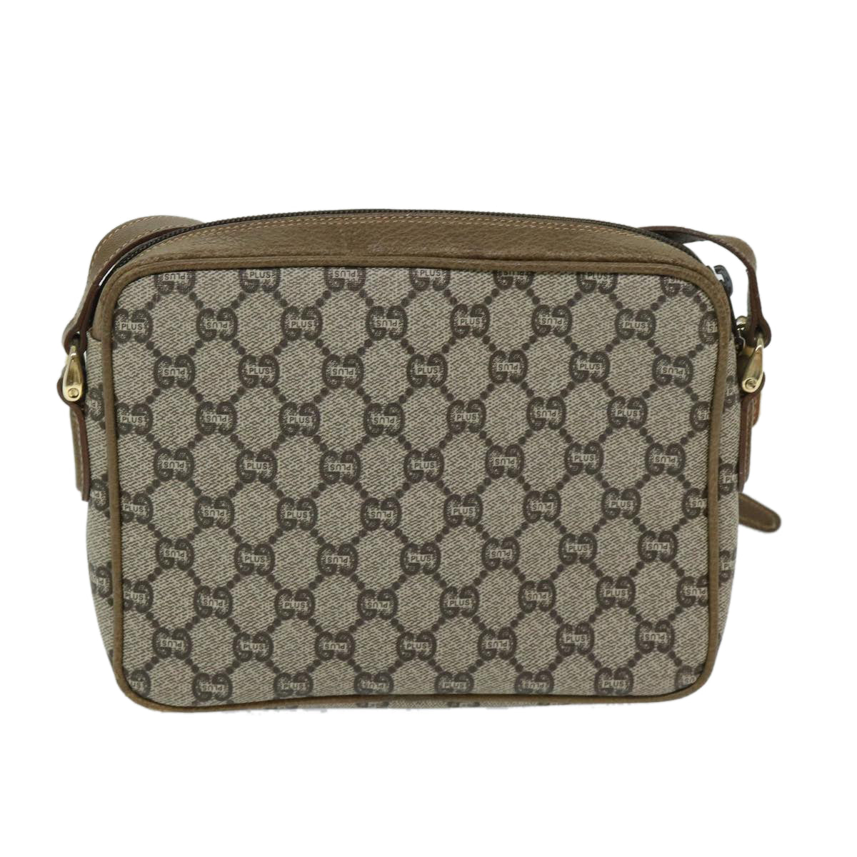 GUCCI GG PLUS Canvas Shoulder Bag PVC Beige Auth 68160 - 0