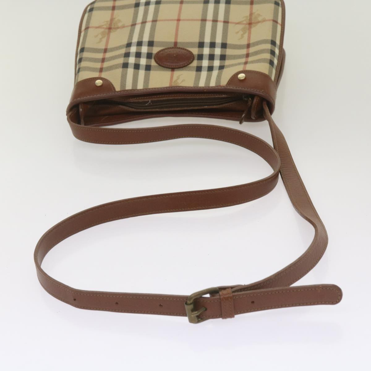Burberrys Nova Check Shoulder Bag PVC Beige Brown Auth 68178