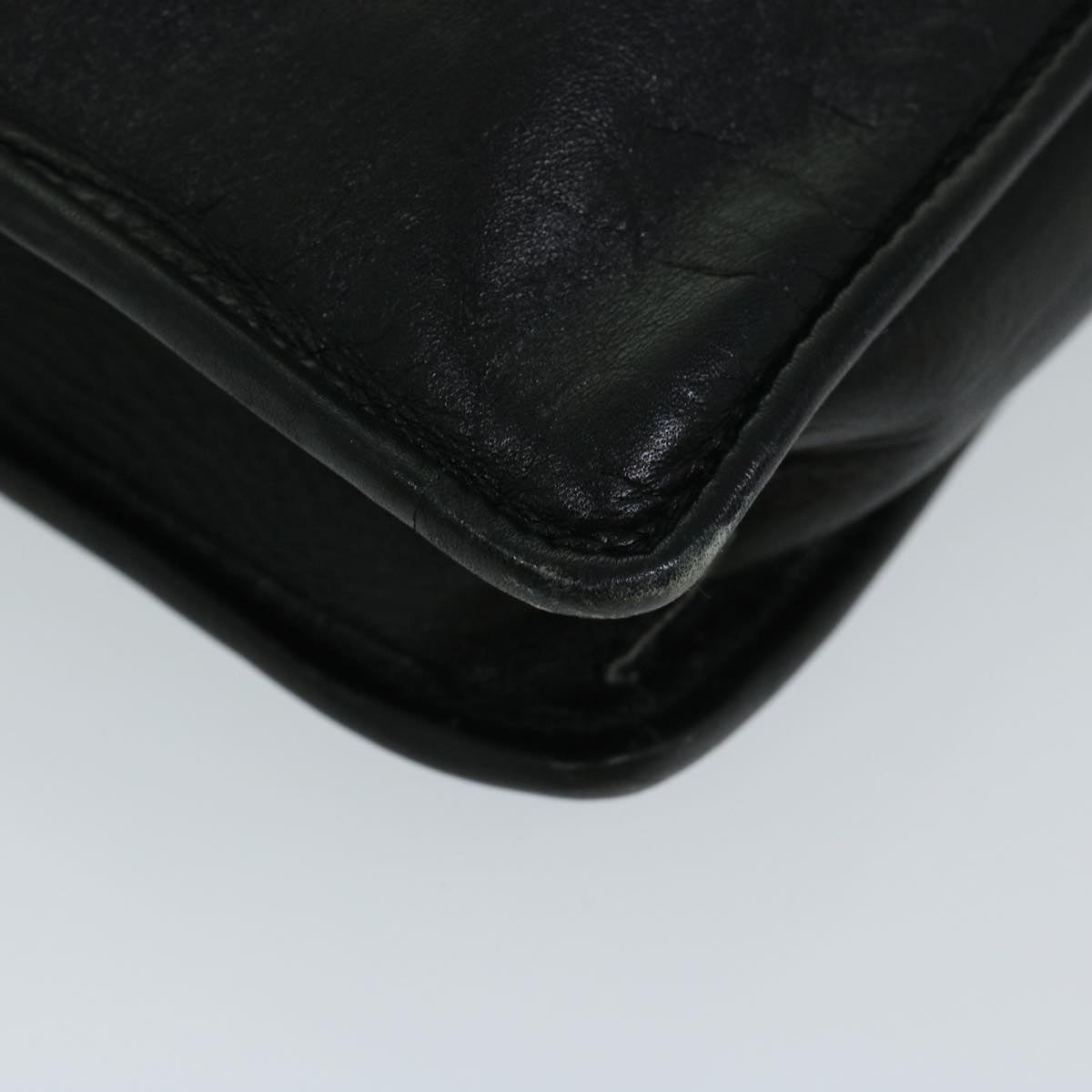 LOEWE anagram Clutch Bag Leather Black Auth 68189