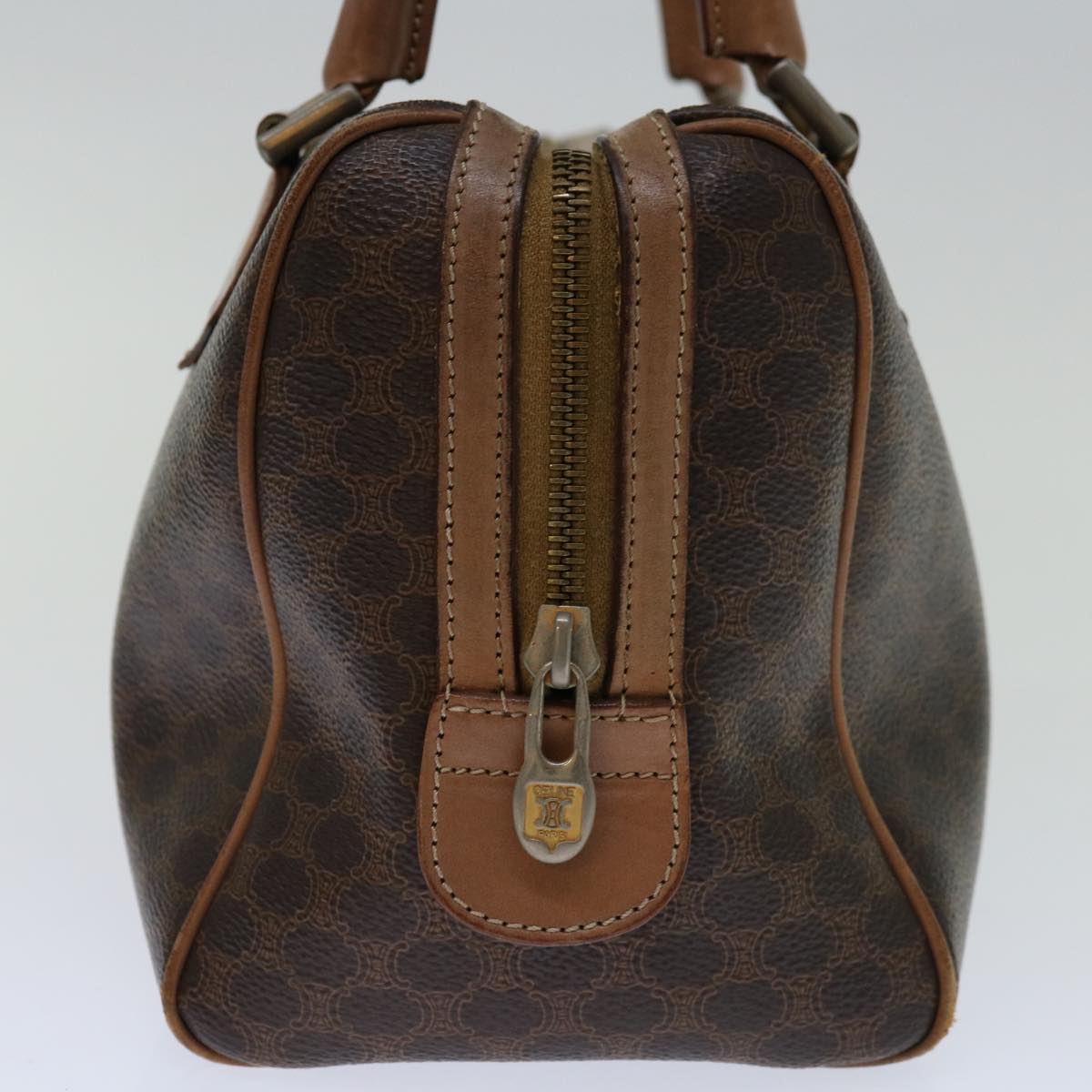 CELINE Macadam Canvas Hand Bag PVC Brown Auth 68190