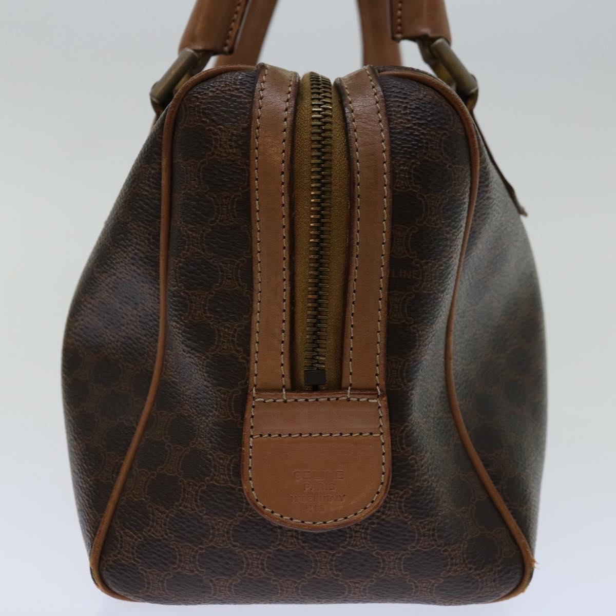 CELINE Macadam Canvas Hand Bag PVC Brown Auth 68190