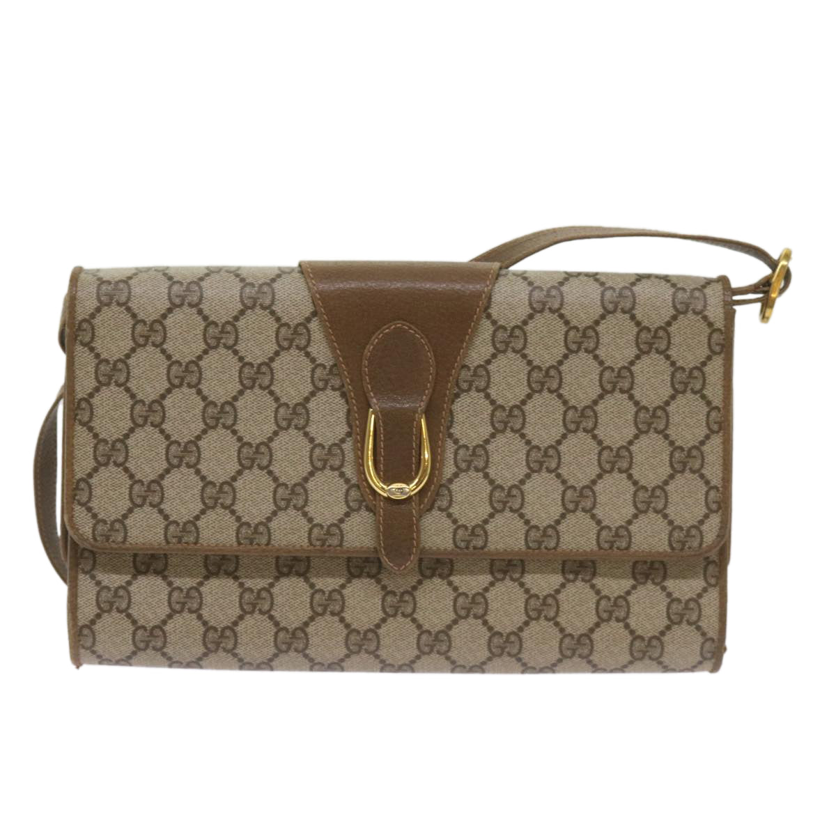 GUCCI GG Canvas Shoulder Bag PVC Beige Auth 68191