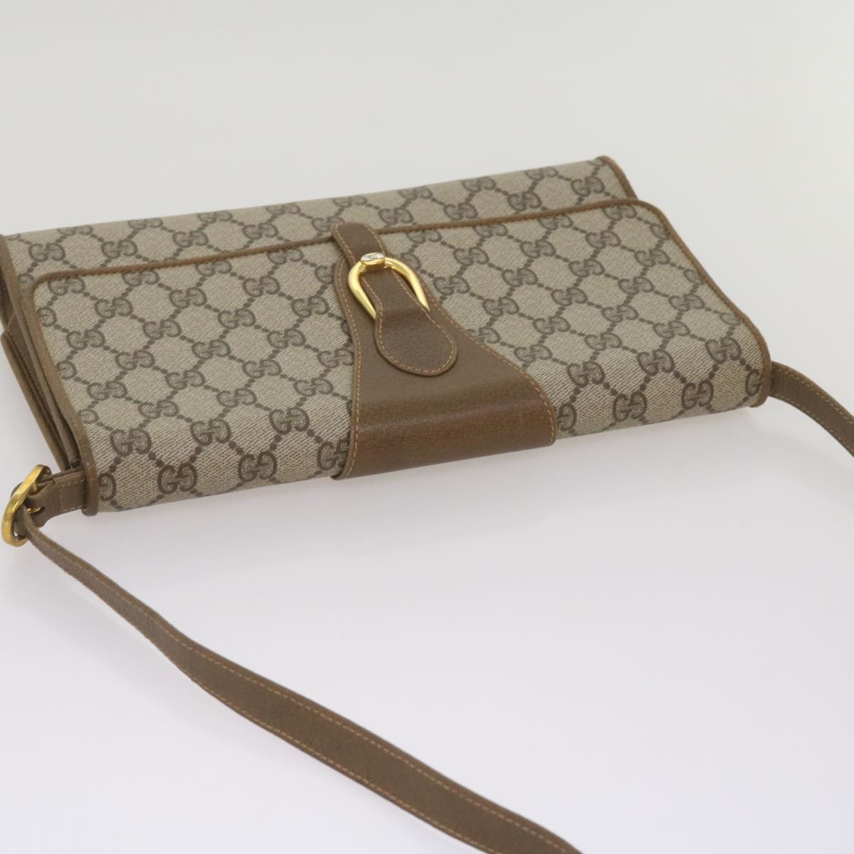 GUCCI GG Canvas Shoulder Bag PVC Beige Auth 68191