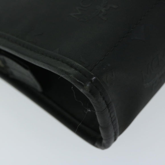 MCM Vicetos Logogram Clutch Bag PVC Black Auth 68192