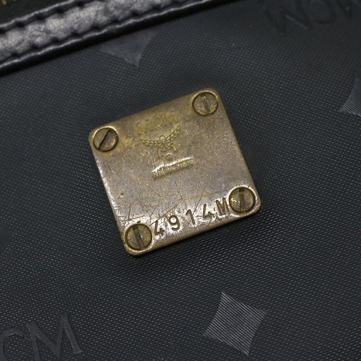 MCM Vicetos Logogram Clutch Bag PVC Black Auth 68192