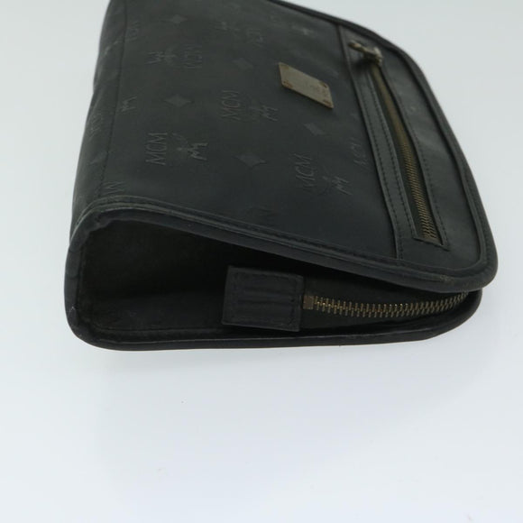 MCM Vicetos Logogram Clutch Bag PVC Black Auth 68192