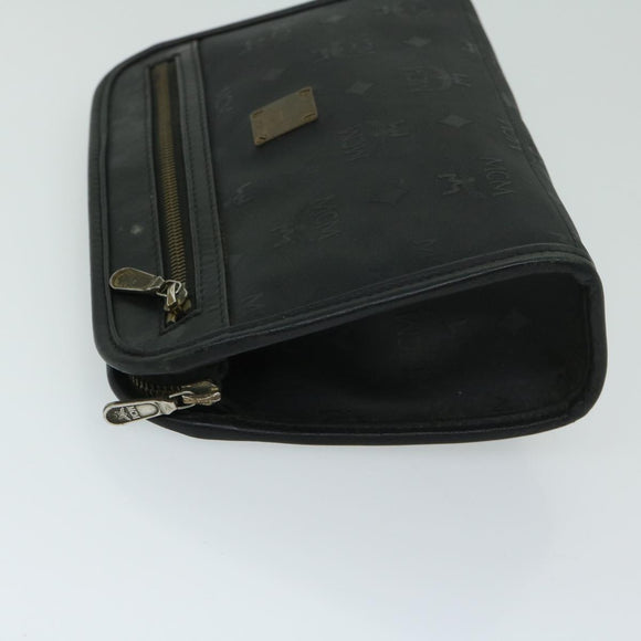 MCM Vicetos Logogram Clutch Bag PVC Black Auth 68192