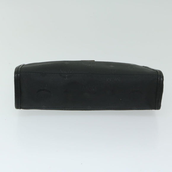 MCM Vicetos Logogram Clutch Bag PVC Black Auth 68192