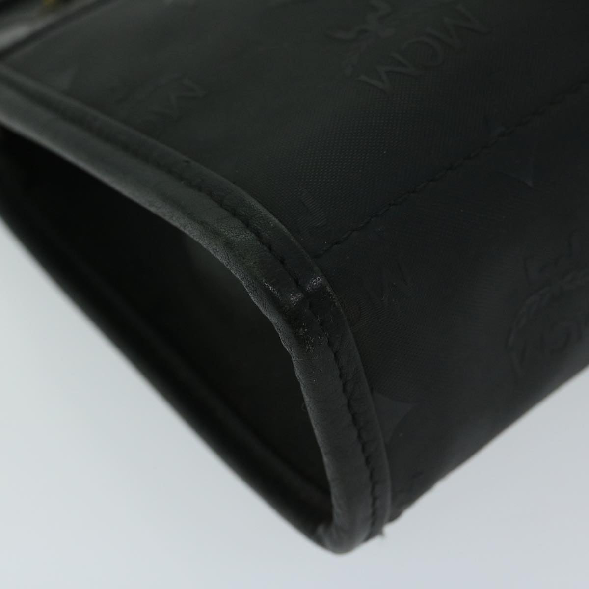 MCM Vicetos Logogram Clutch Bag PVC Black Auth 68192