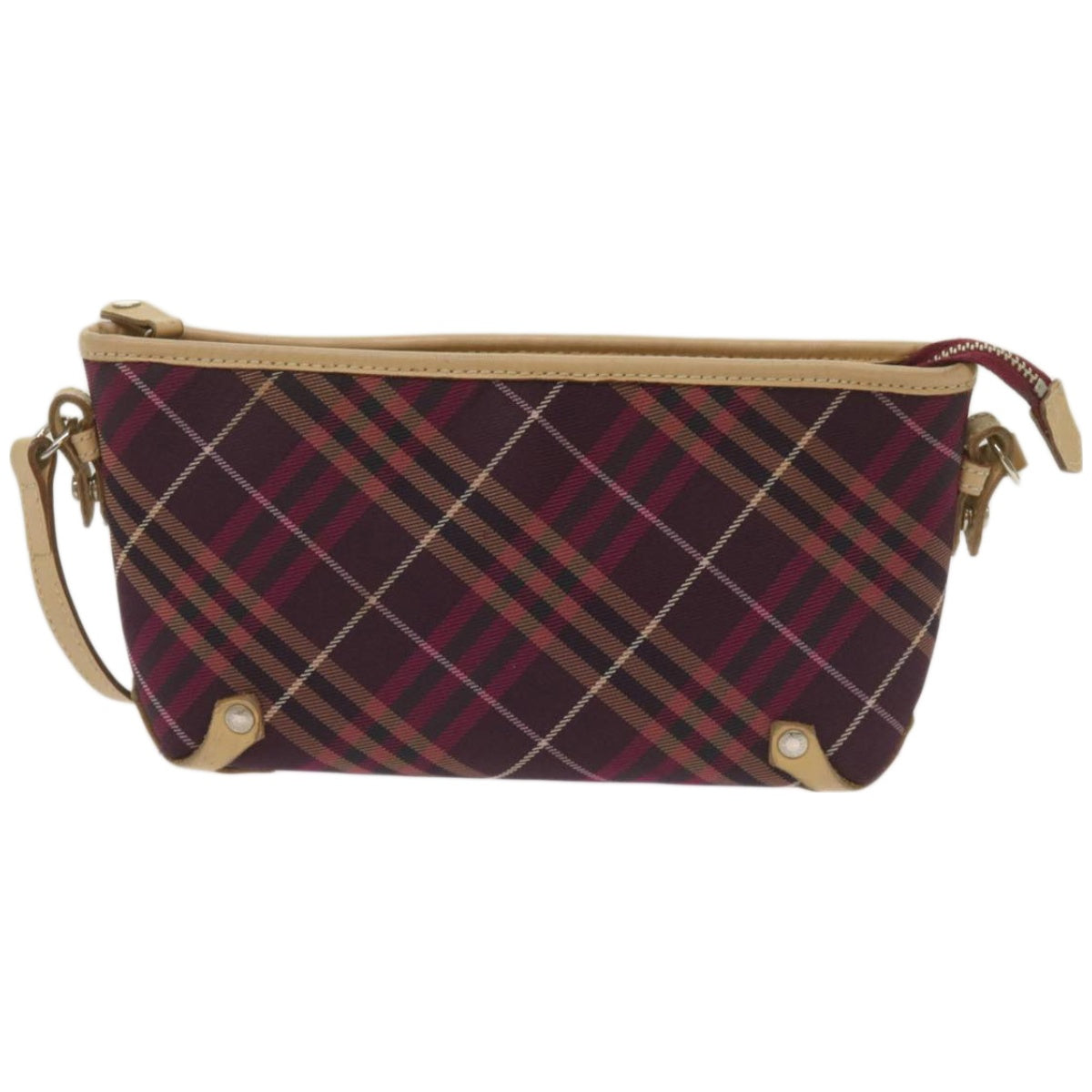 BURBERRY Nova Check Shoulder Bag Nylon Red Auth 68194