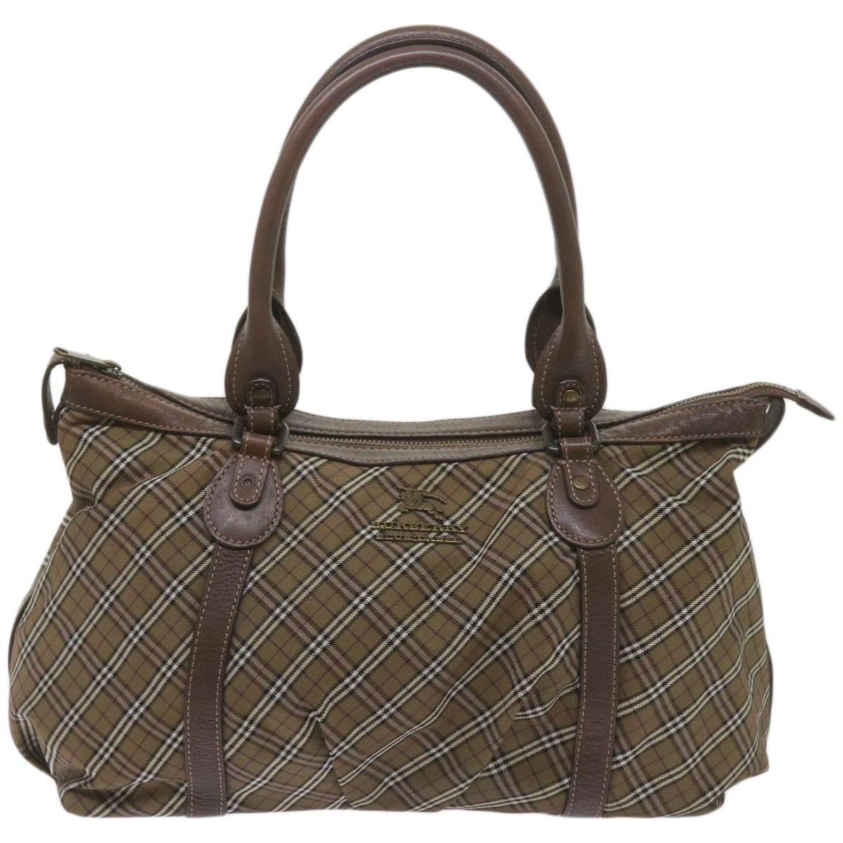 BURBERRY Nova Check Hand Bag Canvas Brown Auth 68198