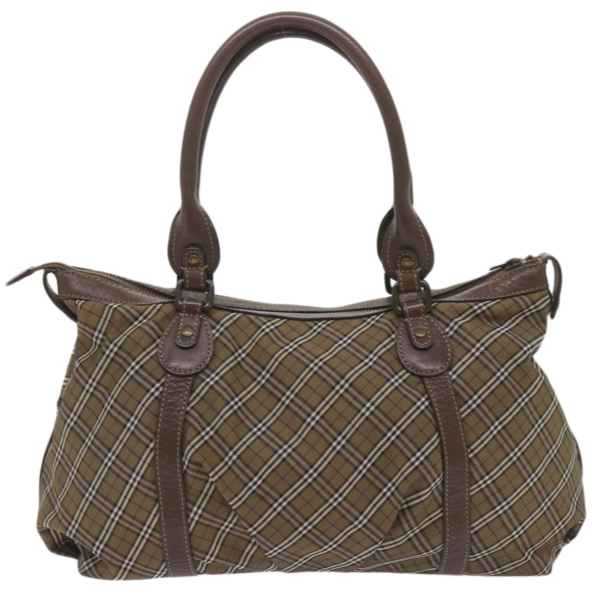 BURBERRY Nova Check Hand Bag Canvas Brown Auth 68198