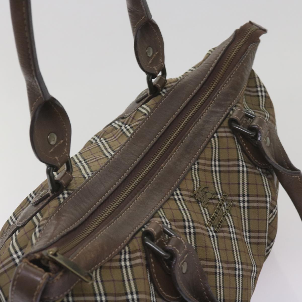 BURBERRY Nova Check Hand Bag Canvas Brown Auth 68198