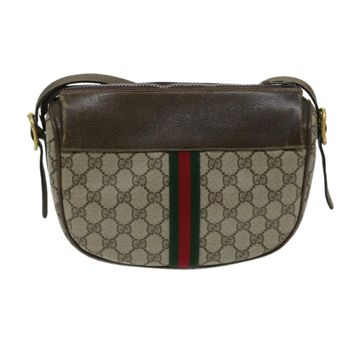 GUCCI GG Supreme Web Sherry Line Shoulder Bag PVC Beige 67 01 4001 Auth 68202 - 0