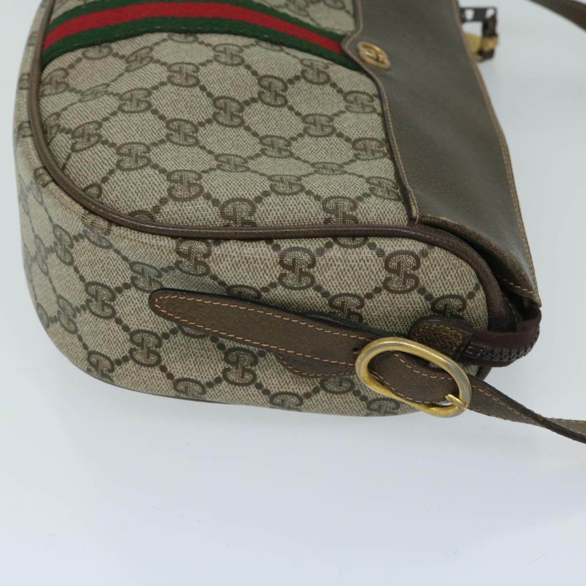 GUCCI GG Supreme Web Sherry Line Shoulder Bag PVC Beige 67 01 4001 Auth 68202