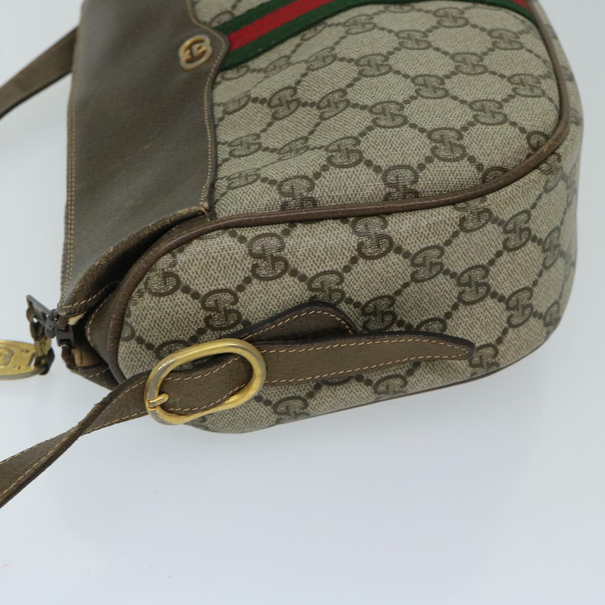 GUCCI GG Supreme Web Sherry Line Shoulder Bag PVC Beige 67 01 4001 Auth 68202