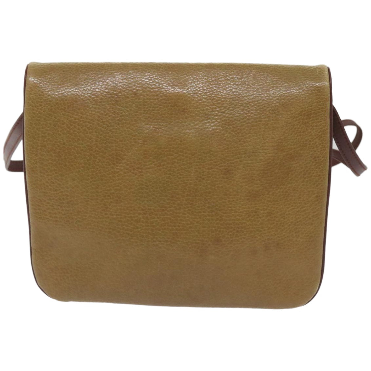 CARTIER Shoulder Bag Leather Beige Red Auth 68205 - 0