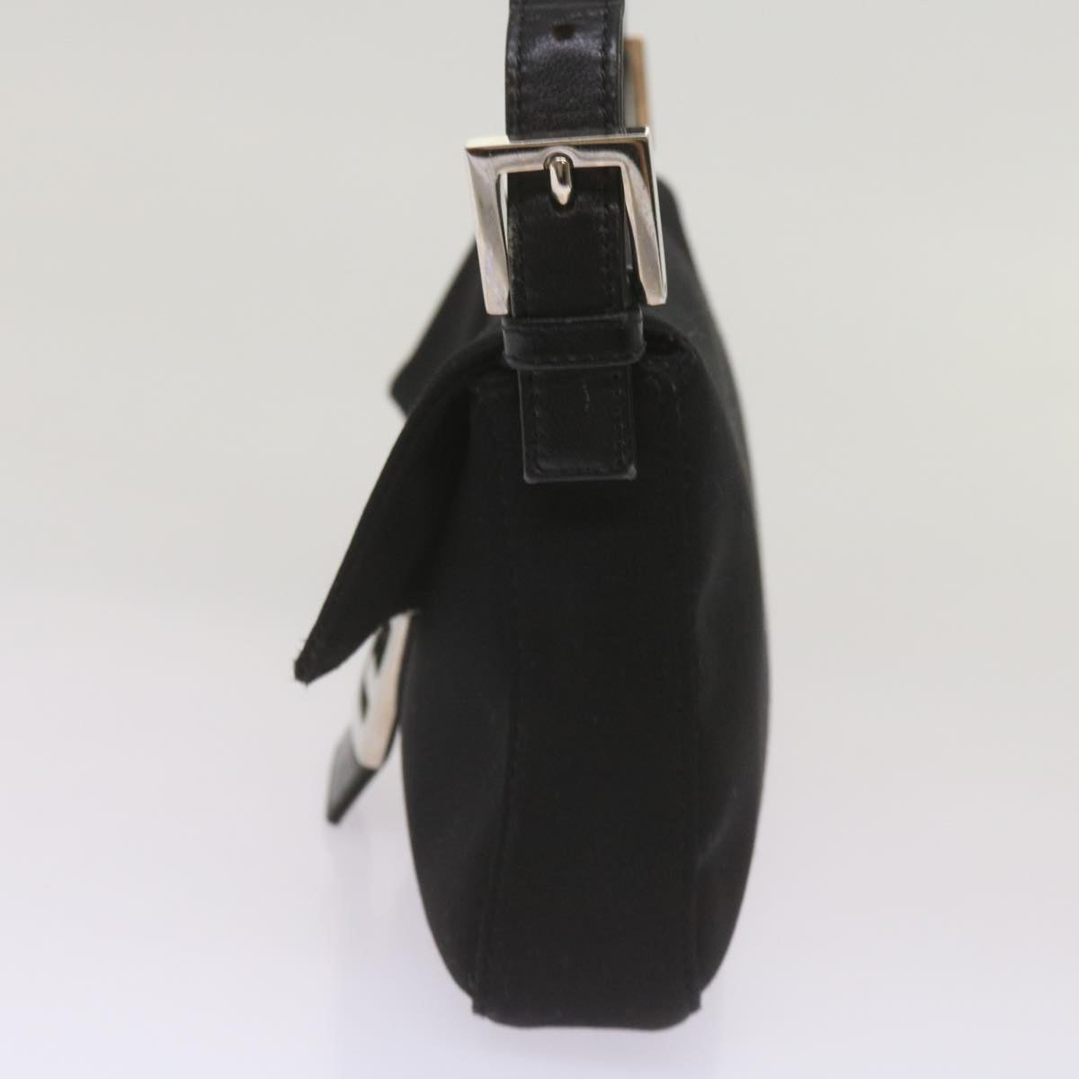 FENDI Mamma Baguette Shoulder Bag Nylon Black Auth 68214