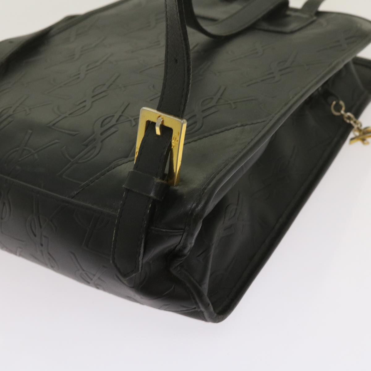 SAINT LAURENT Cassandra Backpack PVC Leather Black Auth 68215