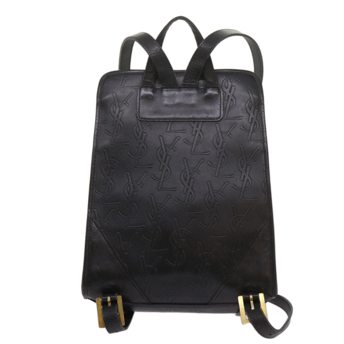 SAINT LAURENT Cassandra Backpack PVC Leather Black Auth 68215 - 0