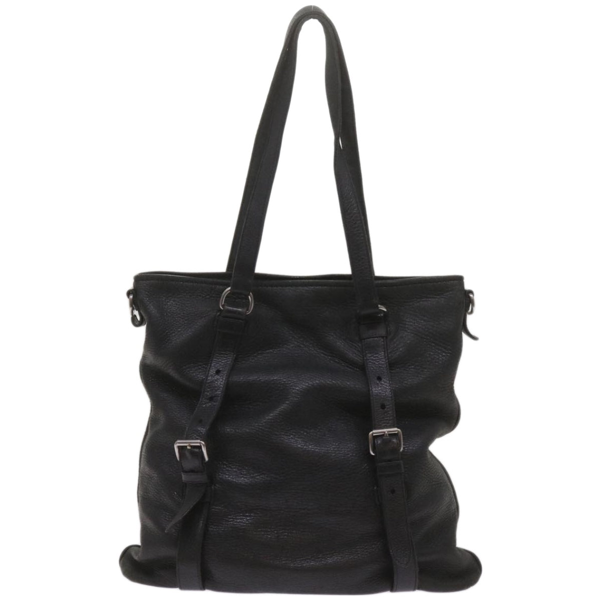 PRADA Tote Bag Leather Black Auth 68223 - 0