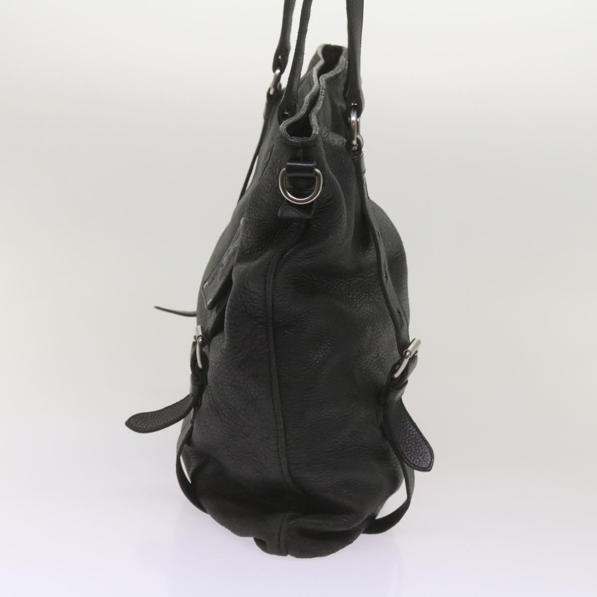 PRADA Tote Bag Leather Black Auth 68223