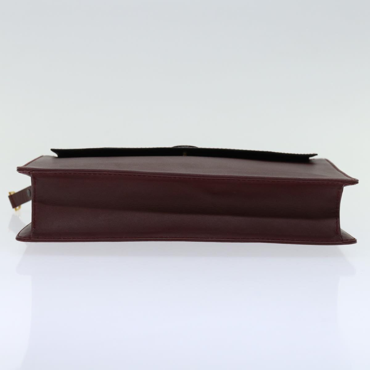 CARTIER Clutch Bag Leather Wine Red Auth 68226