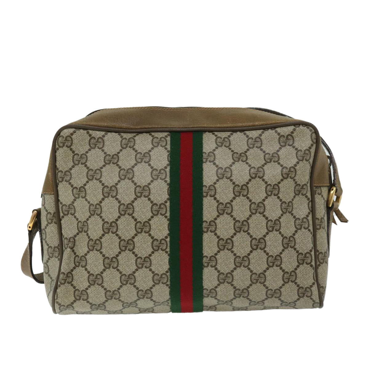 GUCCI GG Supreme Web Sherry Line Shoulder Bag PVC Beige 68 02 005 Auth 68227