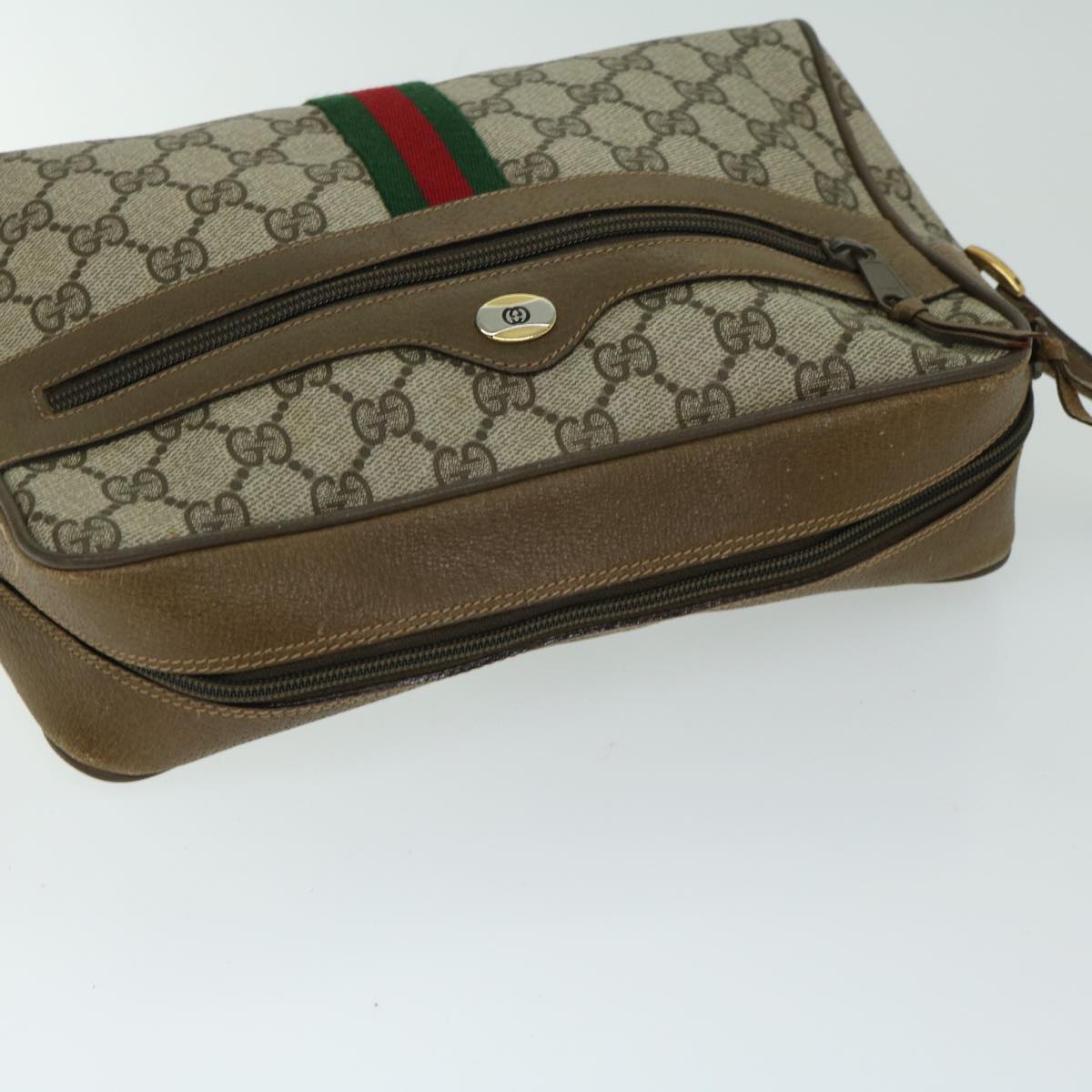 GUCCI GG Supreme Web Sherry Line Shoulder Bag PVC Beige 68 02 005 Auth 68227