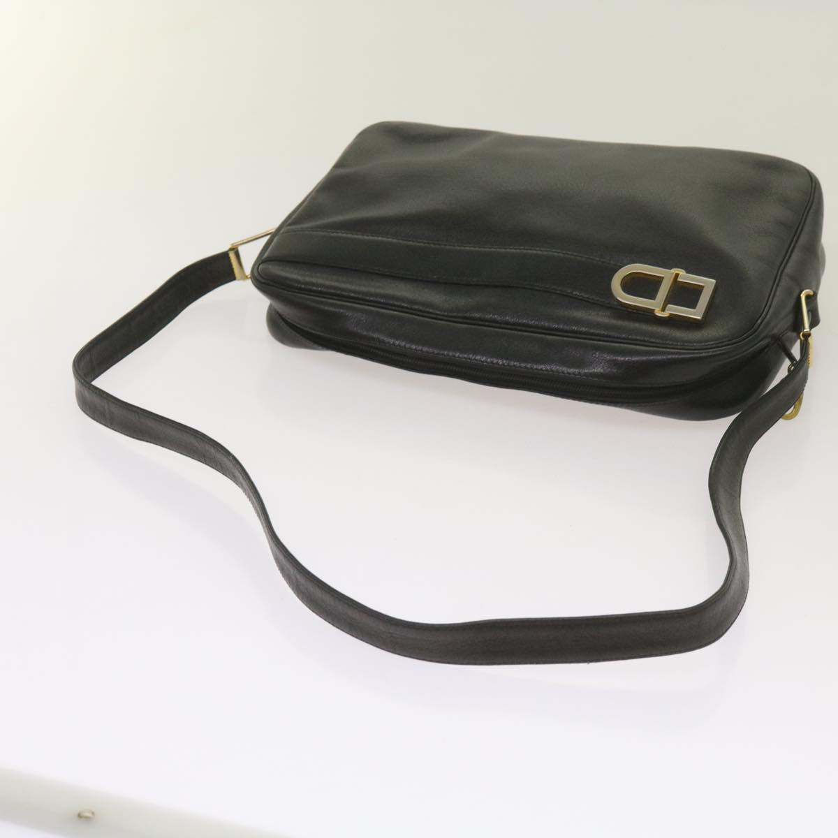 Christian Dior Shoulder Bag Leather Black Auth 68230