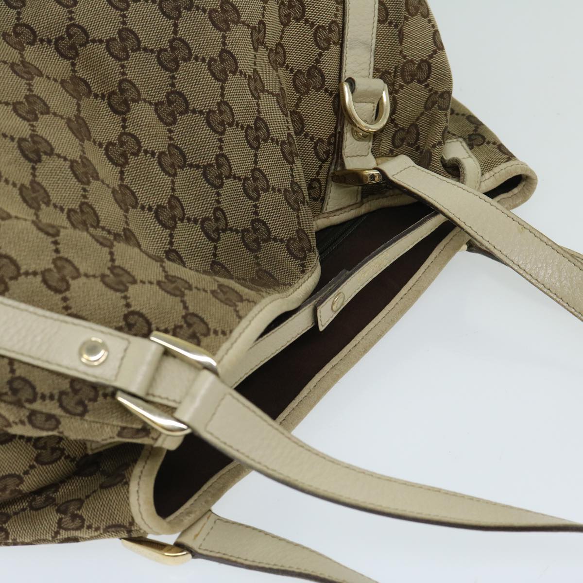 GUCCI GG Canvas Shoulder Bag Beige Auth 68243