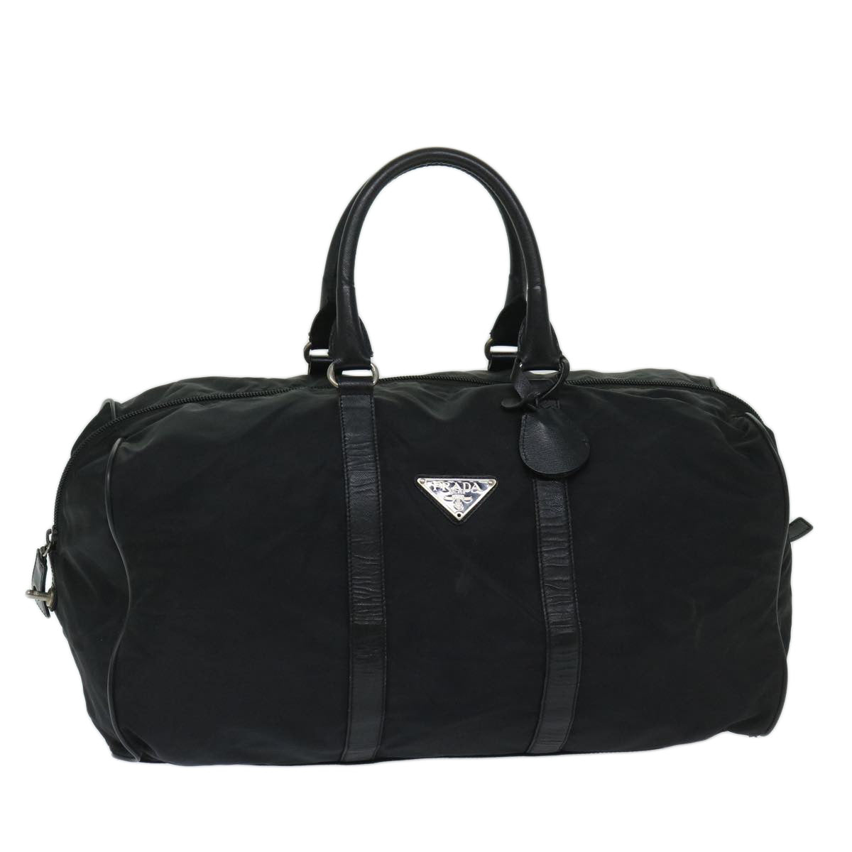 PRADA Boston Bag Nylon Black Auth 68257