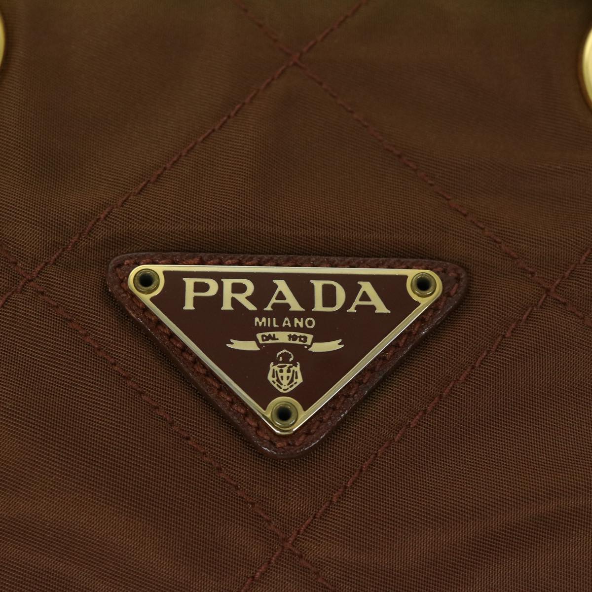 PRADA Quilted Chain Shoulder Bag Nylon Brown Auth 68274