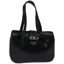 CELINE Hand Bag Leather Black Auth 68292-1