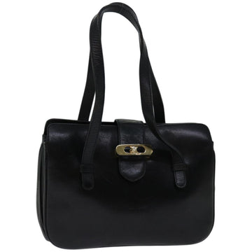 CELINE Hand Bag Leather Black Auth 68292