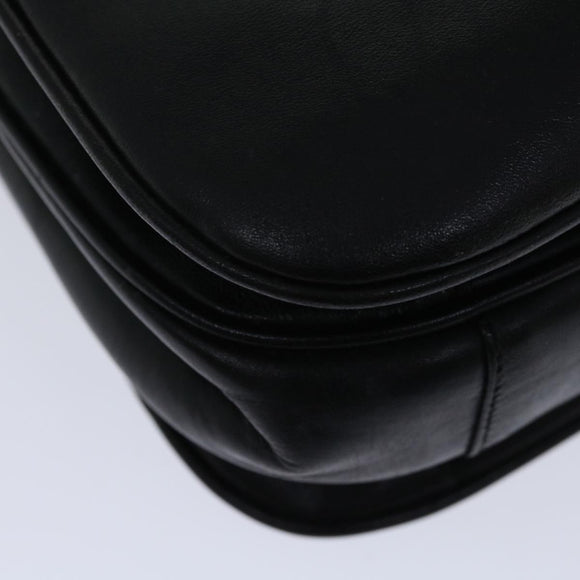 CELINE Hand Bag Leather Black Auth 68292