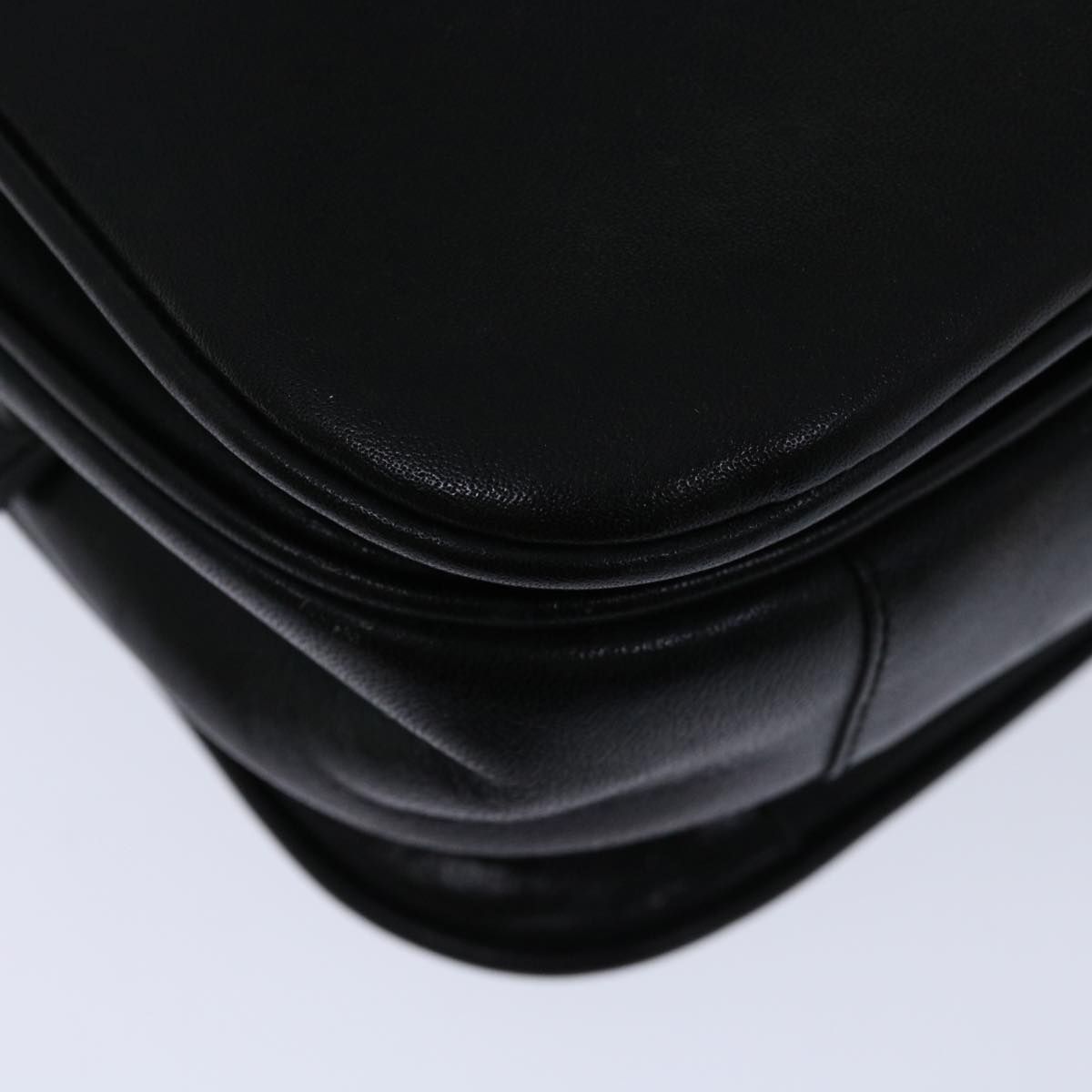 CELINE Hand Bag Leather Black Auth 68292