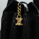 CELINE Hand Bag Leather Black Auth 68292-9
