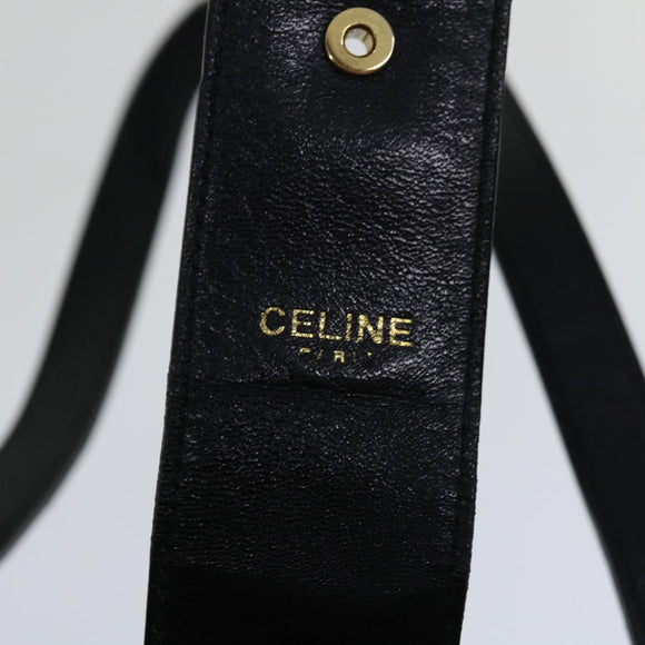 CELINE Hand Bag Leather Black Auth 68292