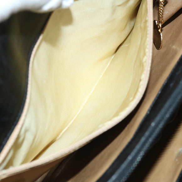 CELINE Hand Bag Leather Black Auth 68292