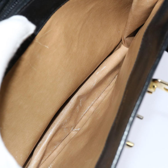 CELINE Hand Bag Leather Black Auth 68292