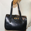 CELINE Hand Bag Leather Black Auth 68292-24