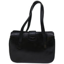 CELINE Hand Bag Leather Black Auth 68292-2