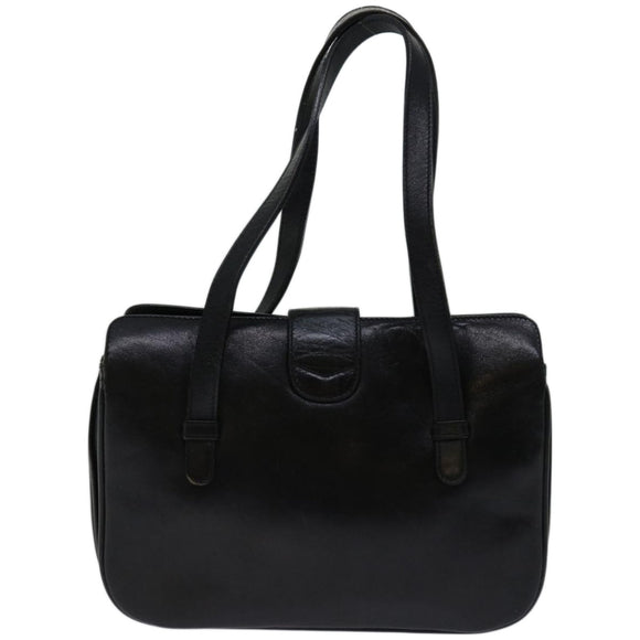 CELINE Hand Bag Leather Black Auth 68292