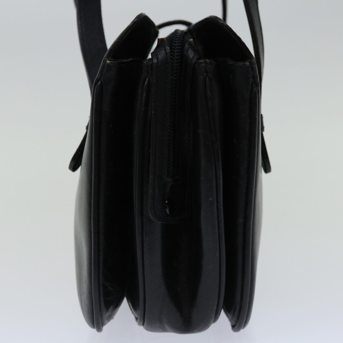 CELINE Hand Bag Leather Black Auth 68292